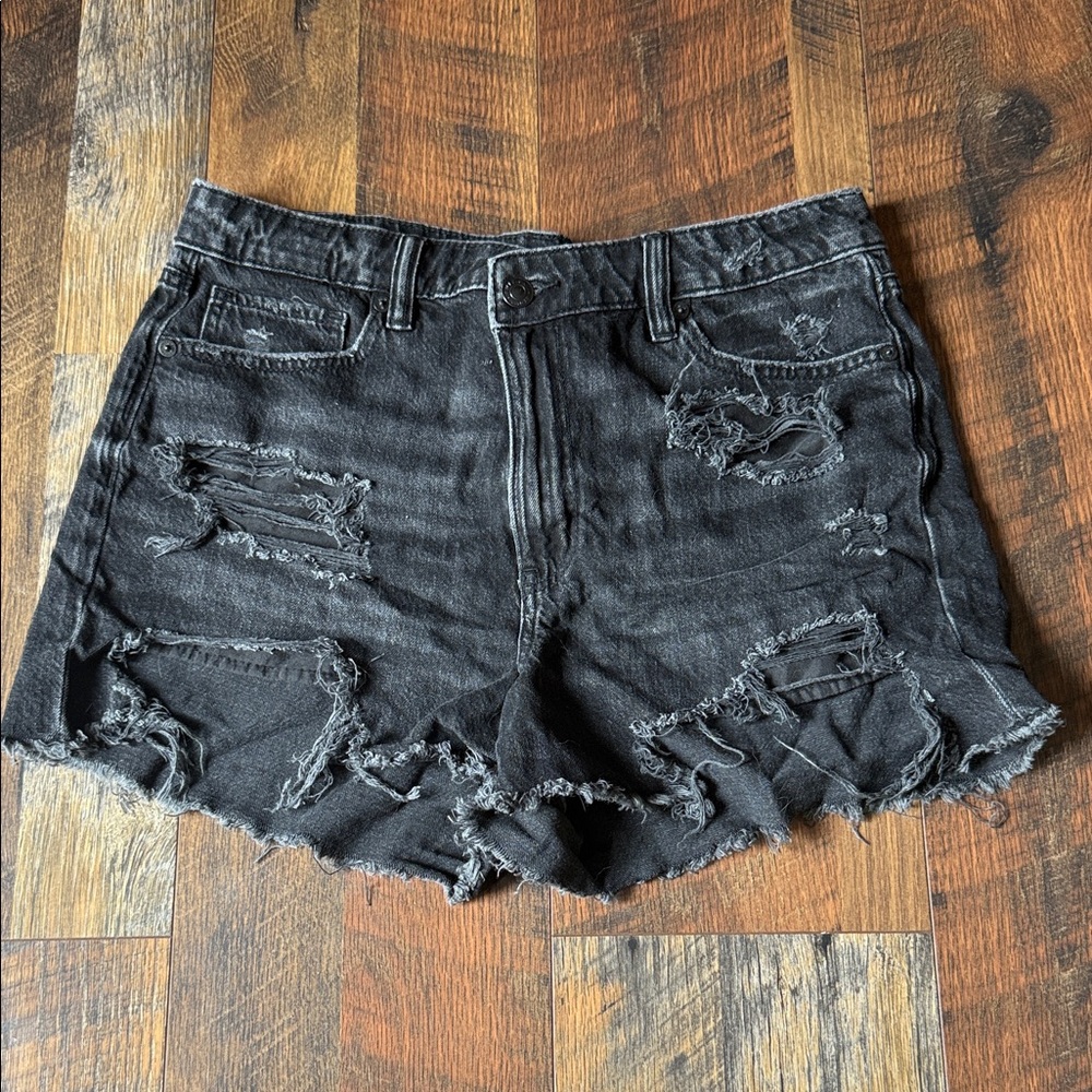 American Eagle Outfitters Charcoal Distressed Jean Shorts